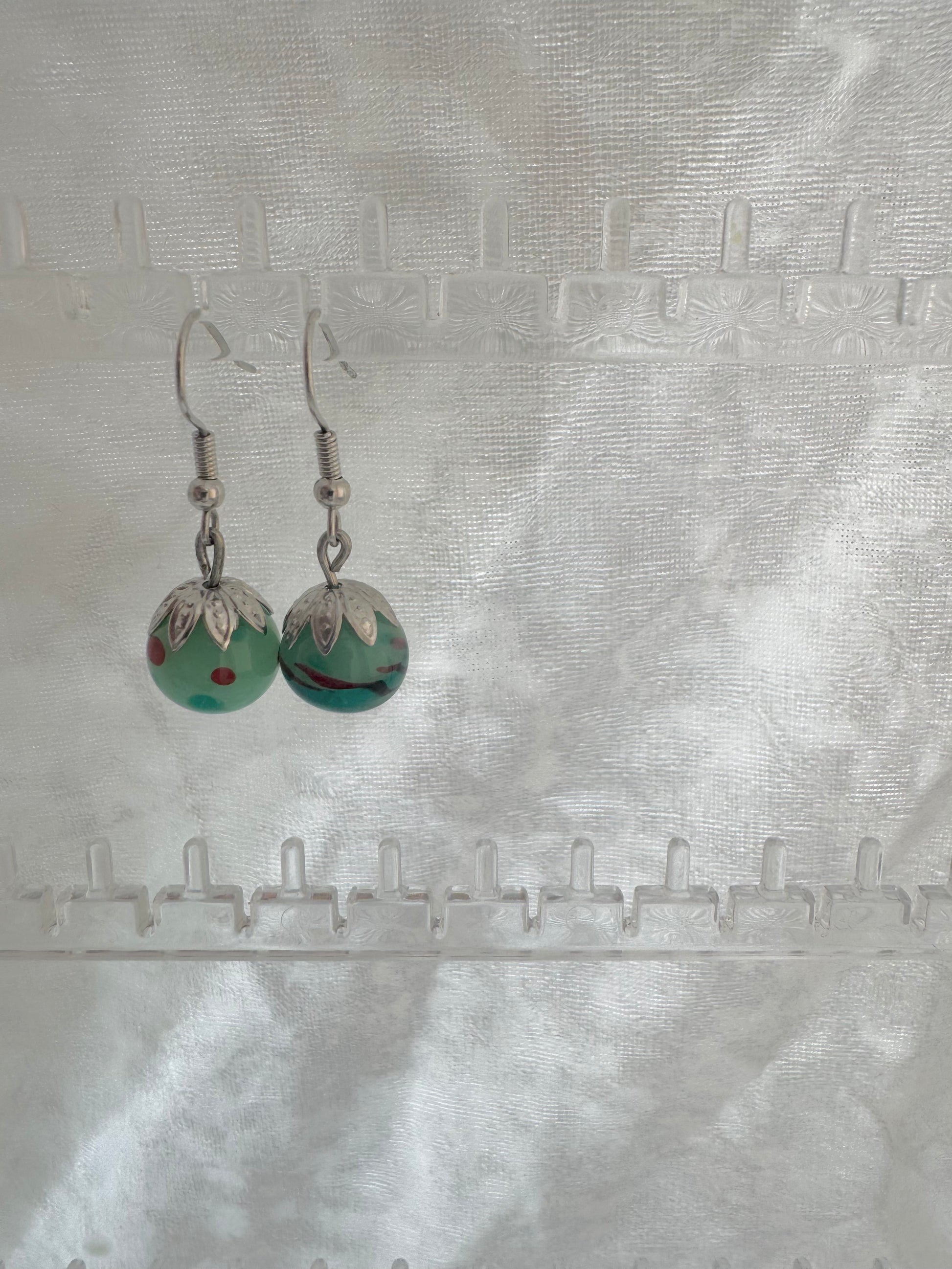 Emerald Green Handmade Glass Earrings