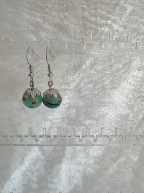 Emerald Green Handmade Glass Earrings