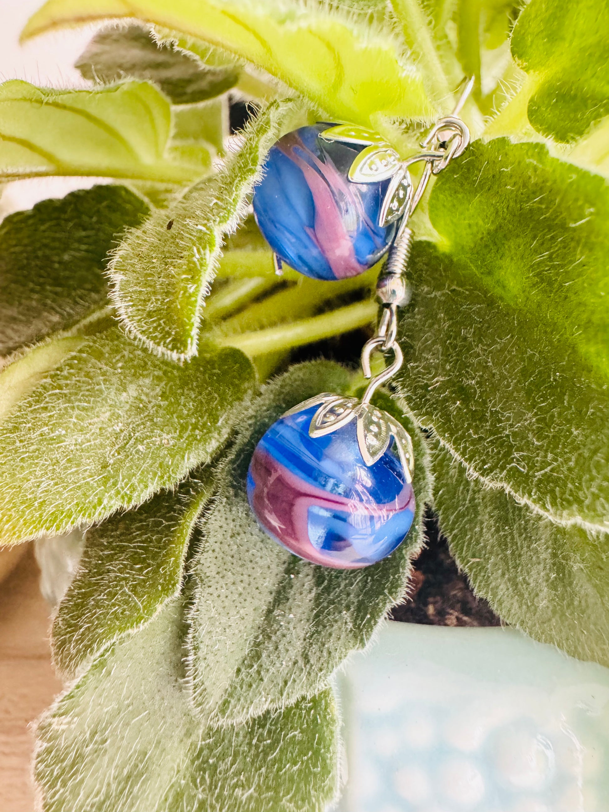 Blue Handmade Glass Earrings