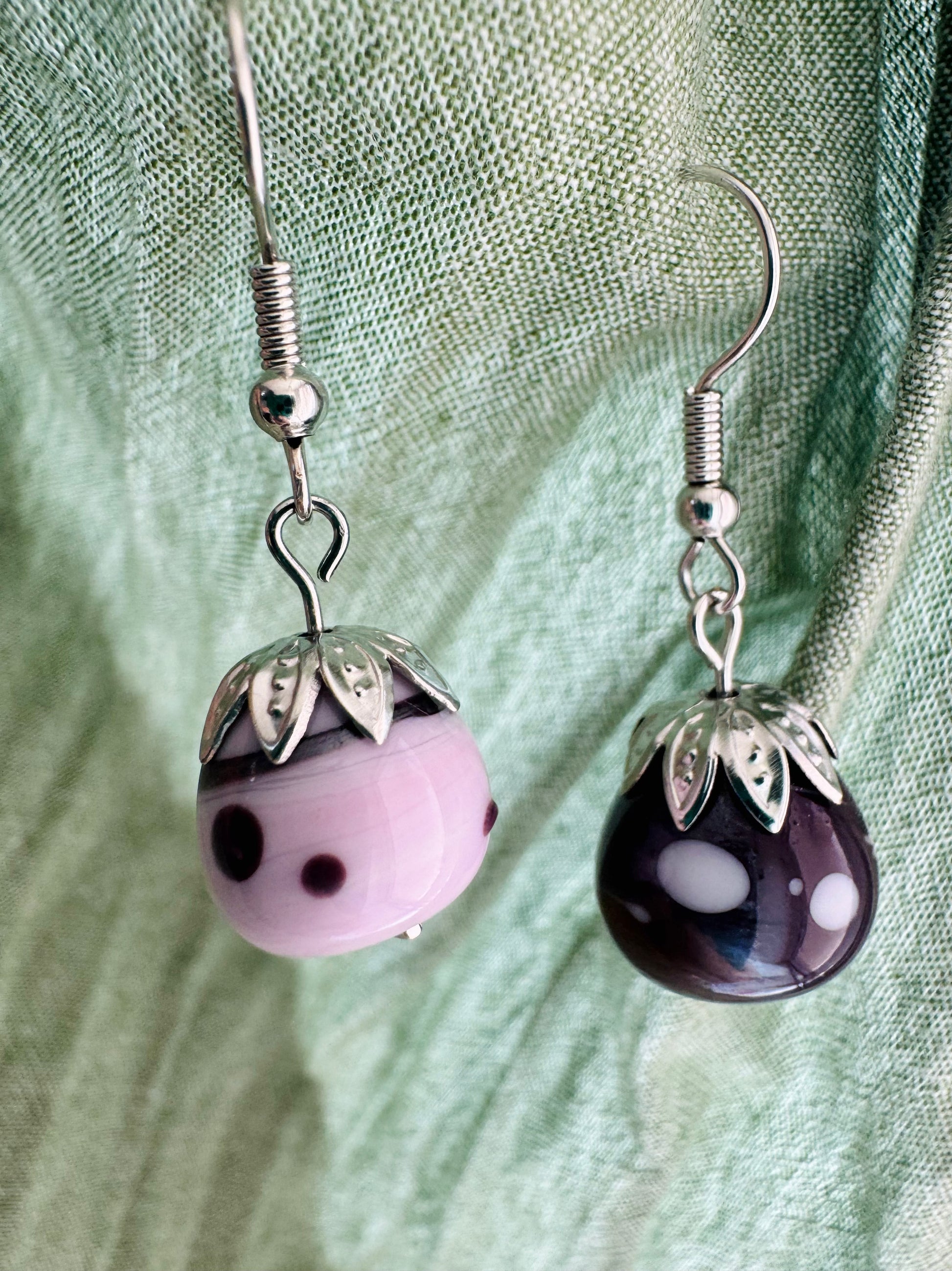 Pink & Purple Handmade Glass Earrings