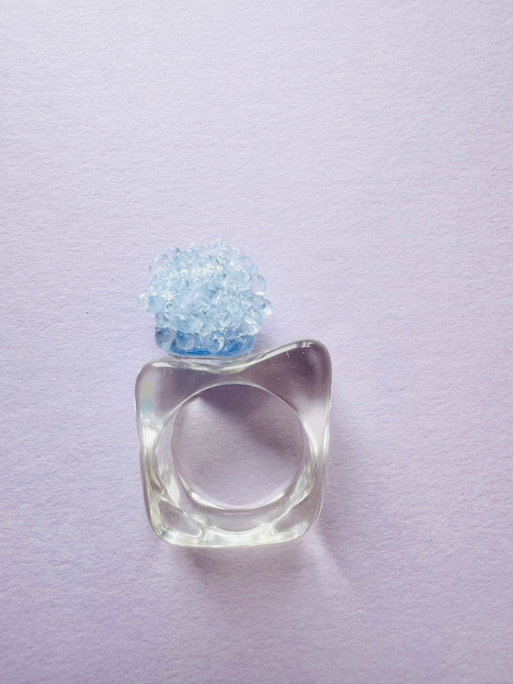 淺藍綉球戒指耳環  Light Blue Hydrangea Ring & Earring
