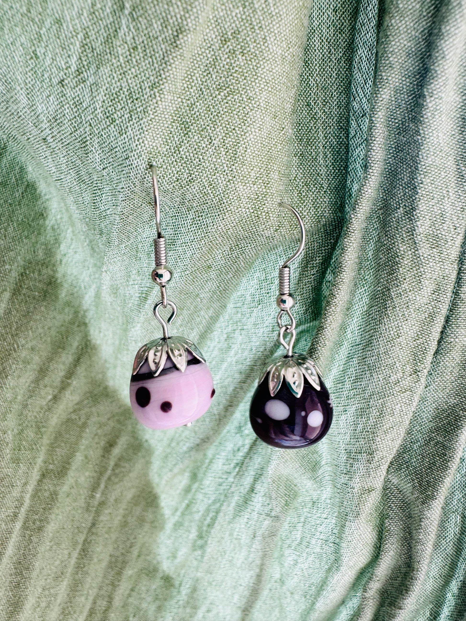 Pink & Purple Handmade Glass Earrings