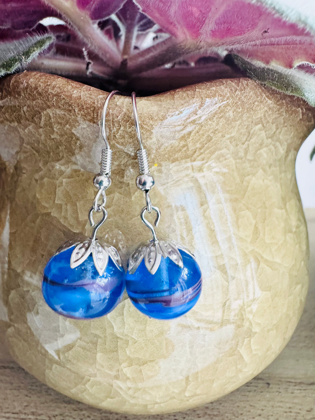 Blue Handmade Glass Earrings