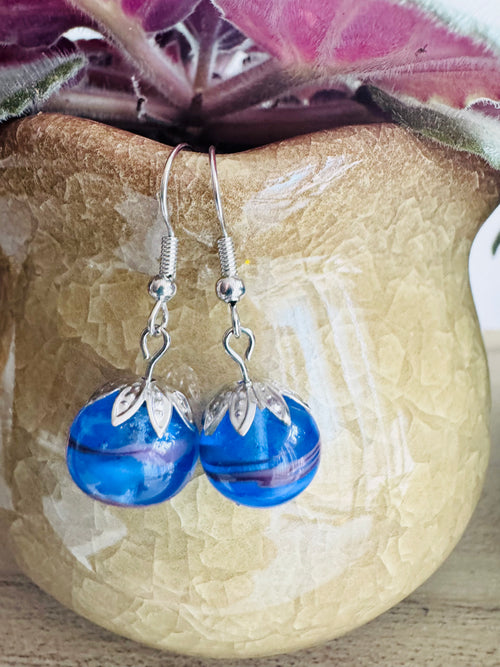 Blue Handmade Glass Earrings