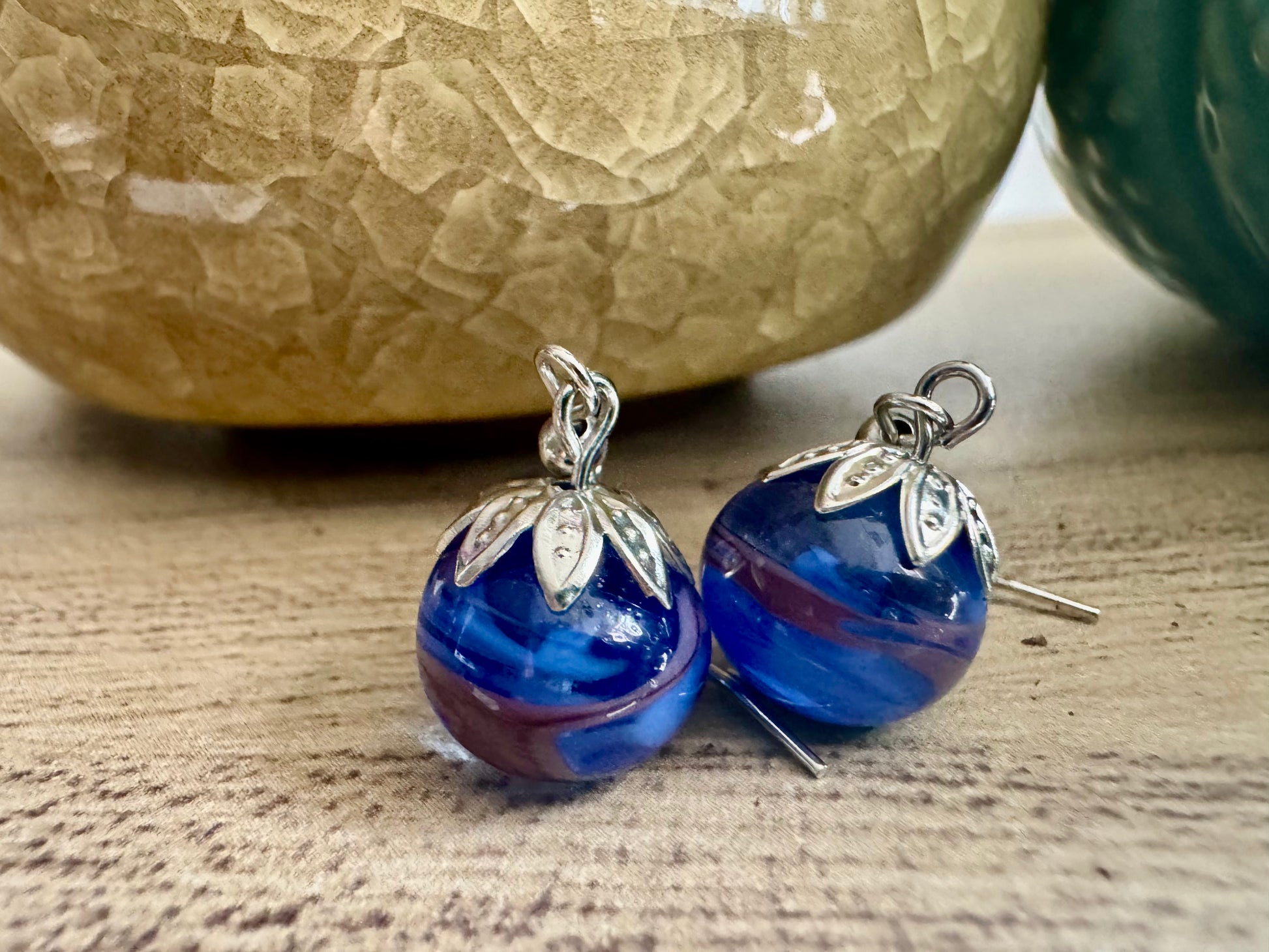 Blue Handmade Glass Earrings