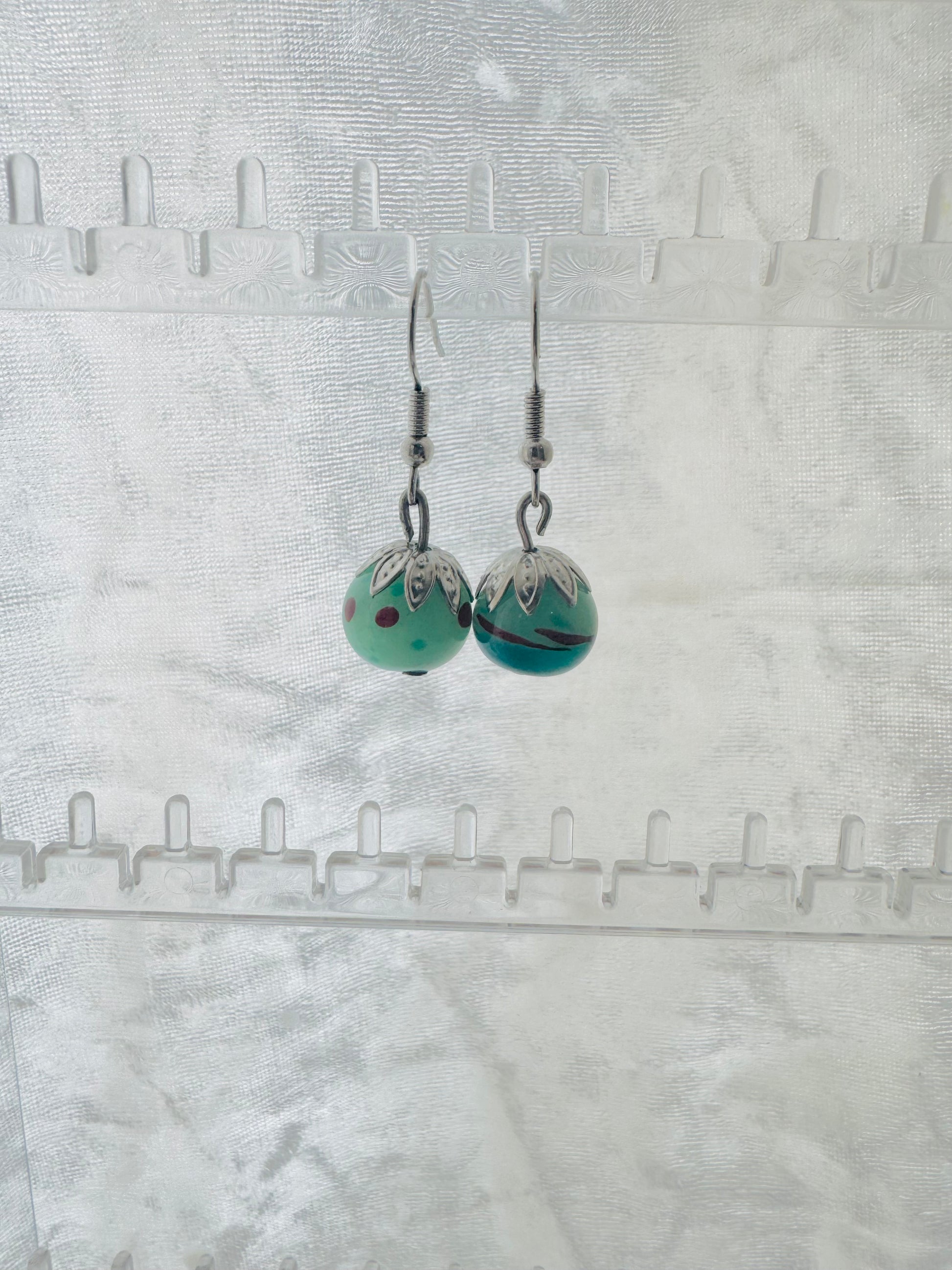 Emerald Green Handmade Glass Earrings