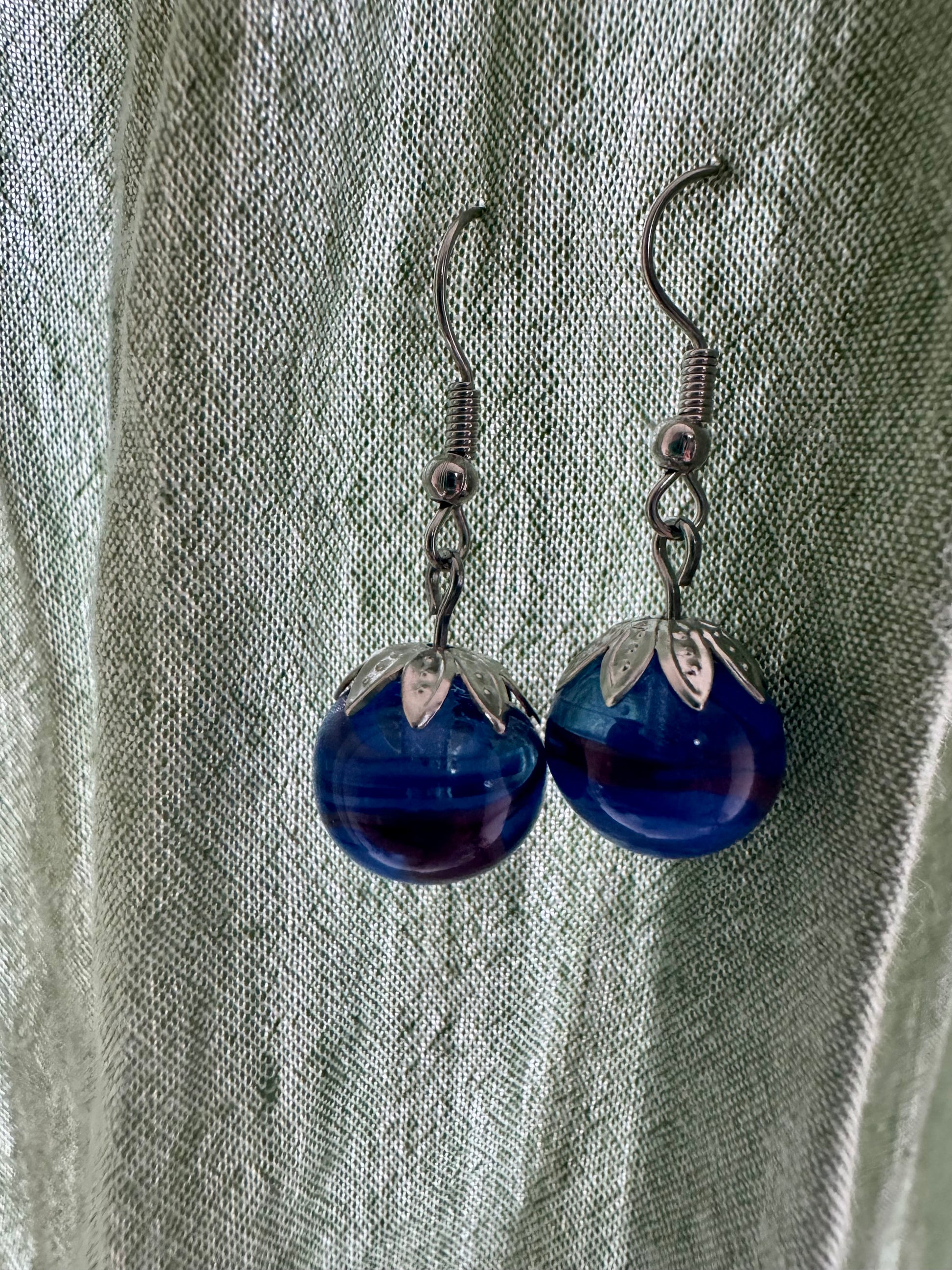 Blue Handmade Glass Earrings