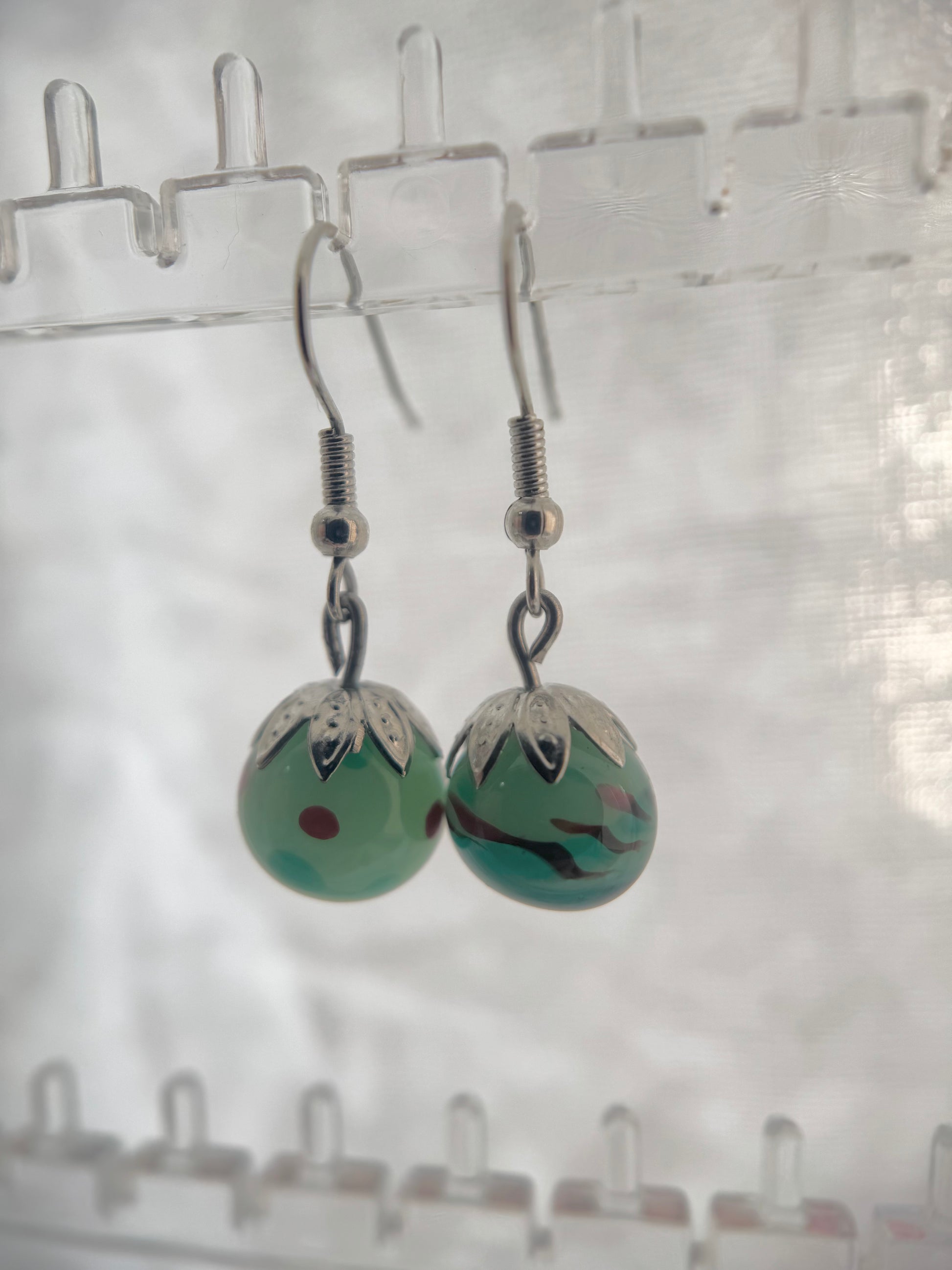 Emerald Green Handmade Glass Earrings