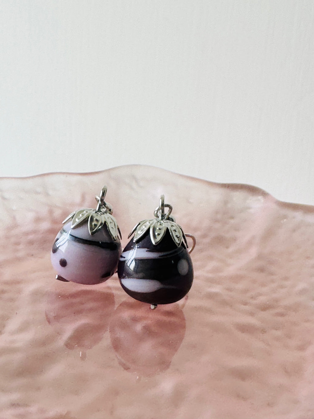 Pink & Purple Handmade Glass Earrings