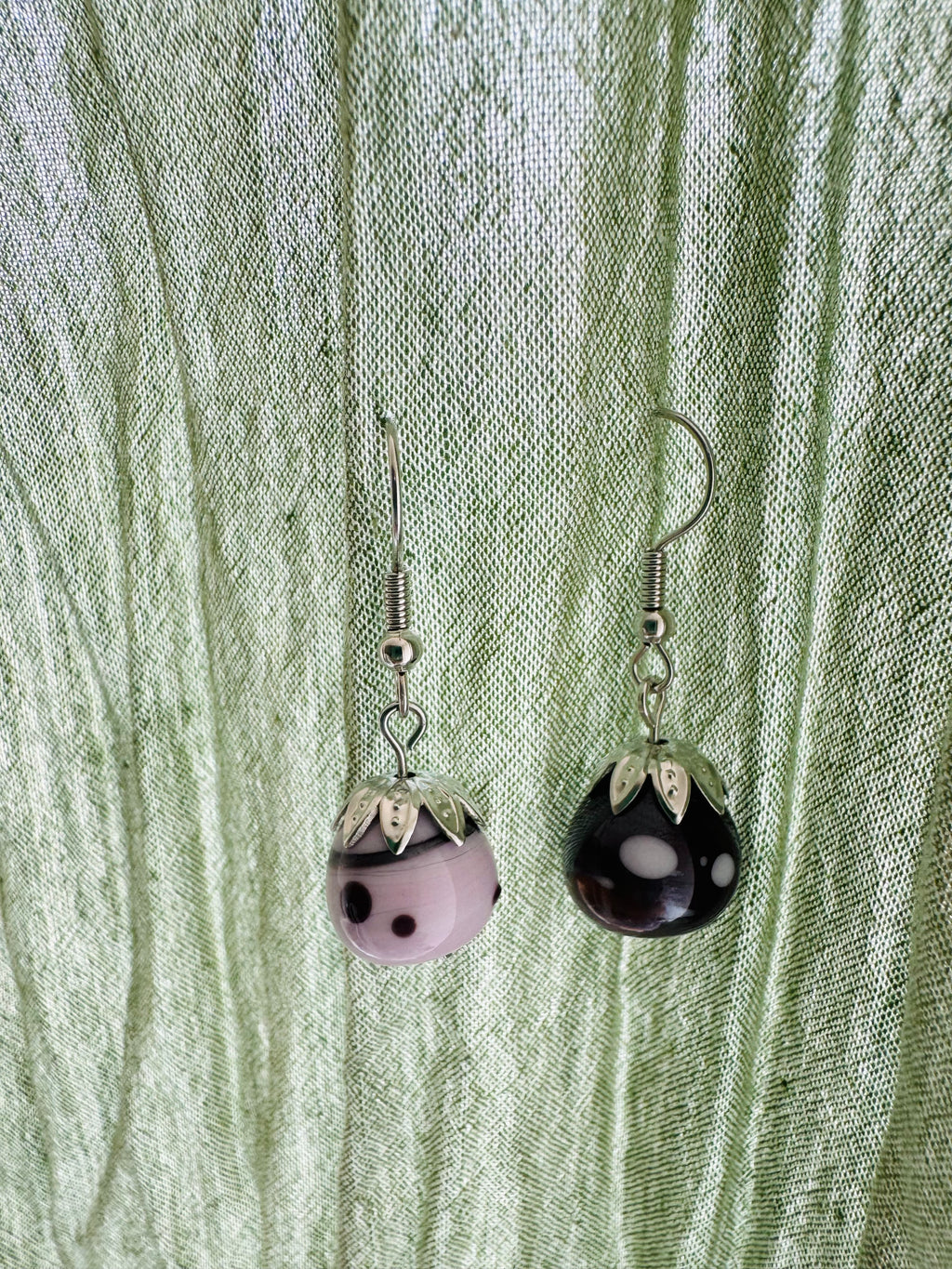 Pink & Purple Handmade Glass Earrings