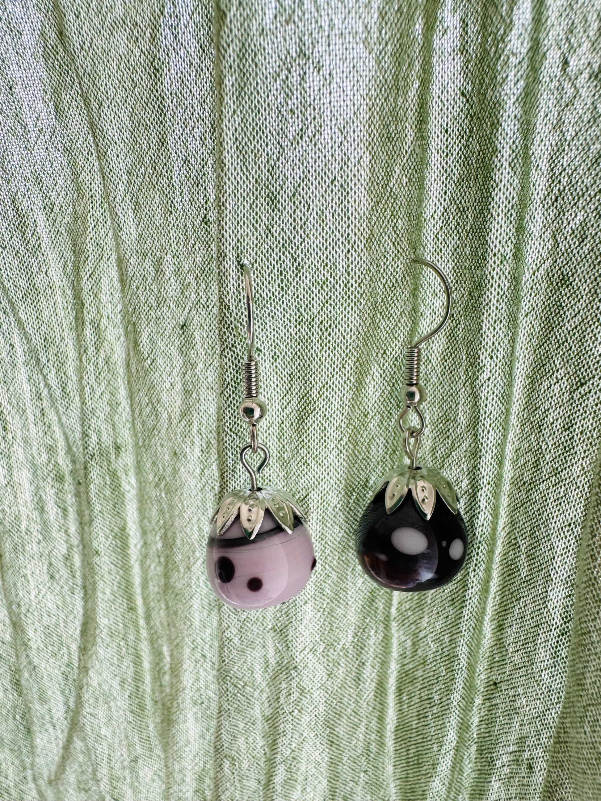 Pink & Purple Handmade Glass Earrings