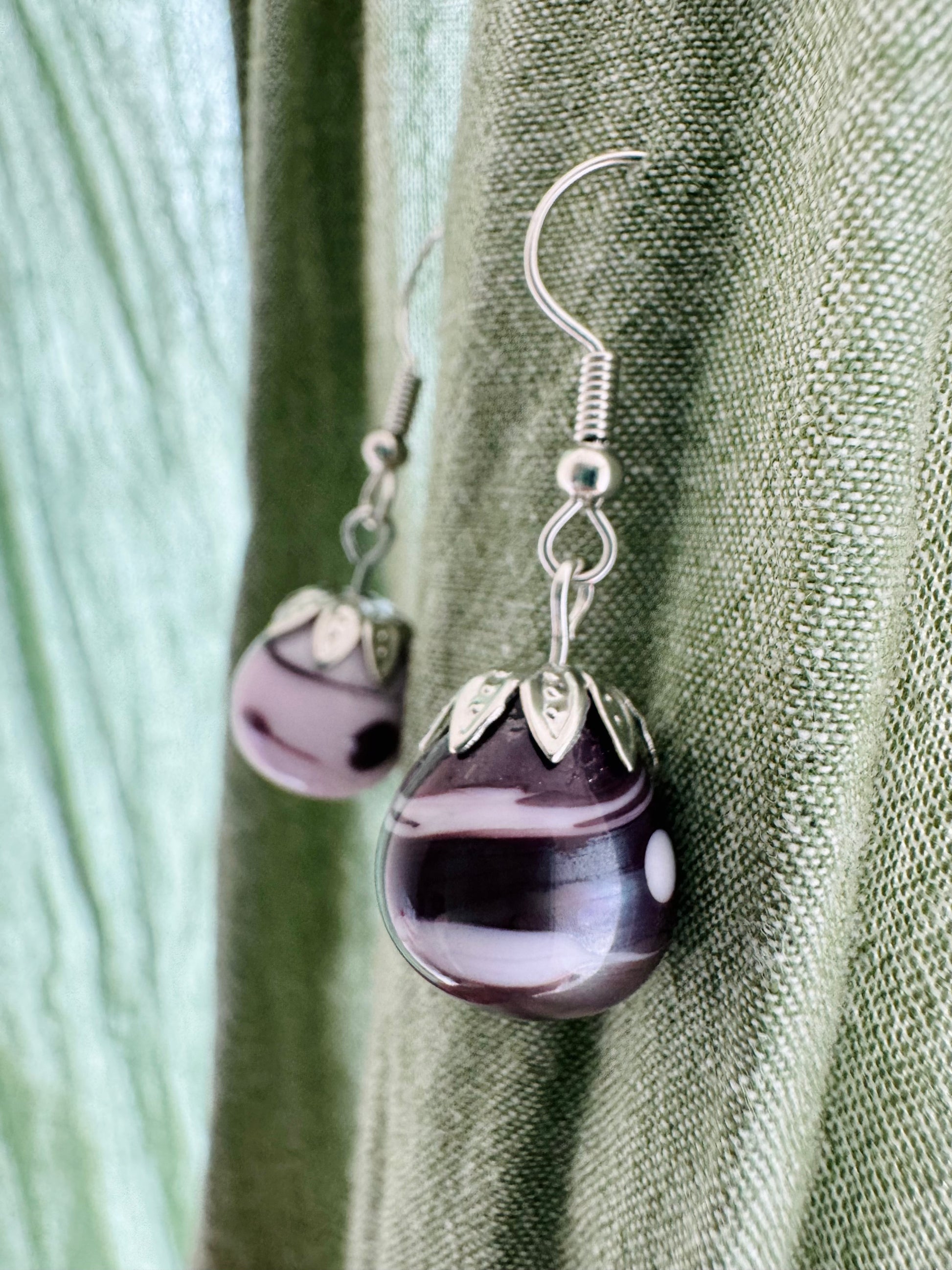 Pink & Purple Handmade Glass Earrings