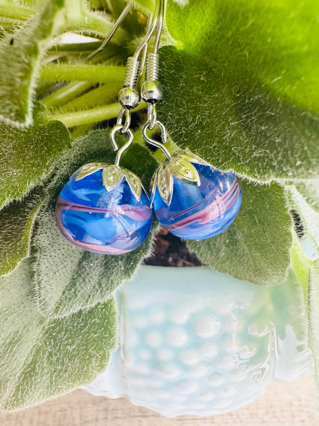 Blue Handmade Glass Earrings