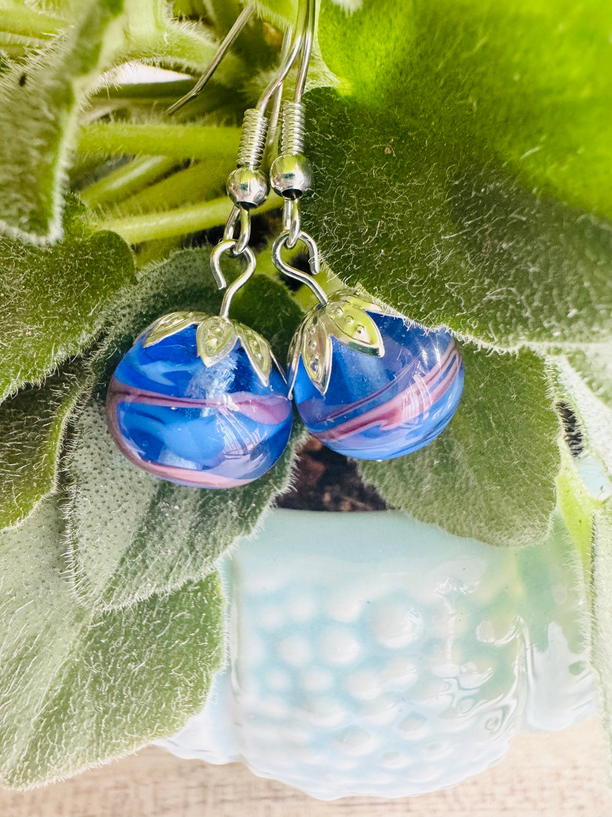 Blue Handmade Glass Earrings