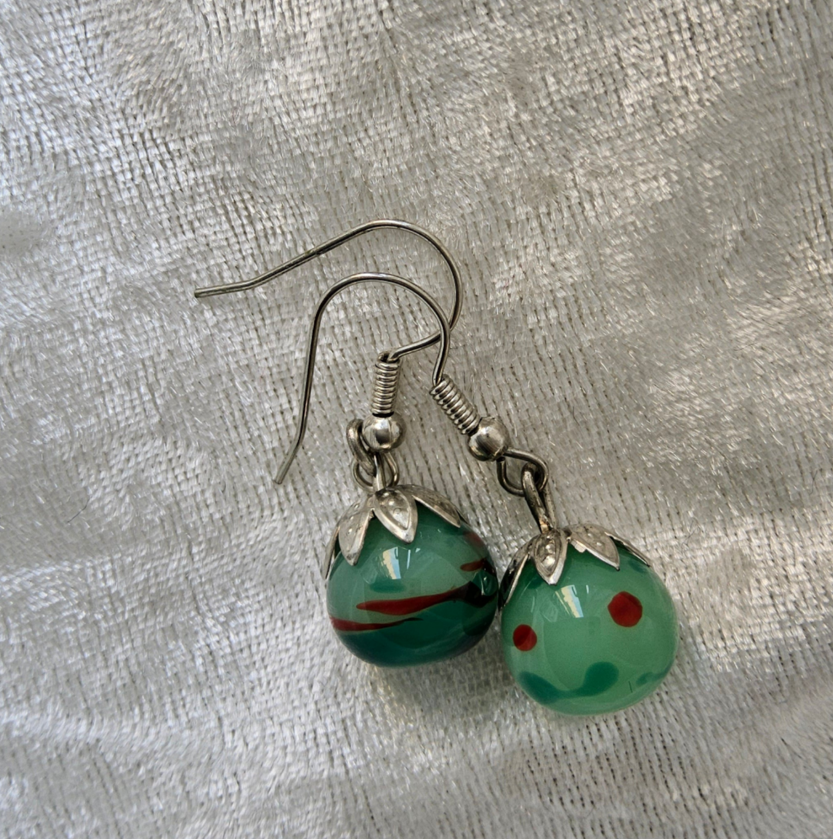 Emerald Green Handmade Glass Earrings