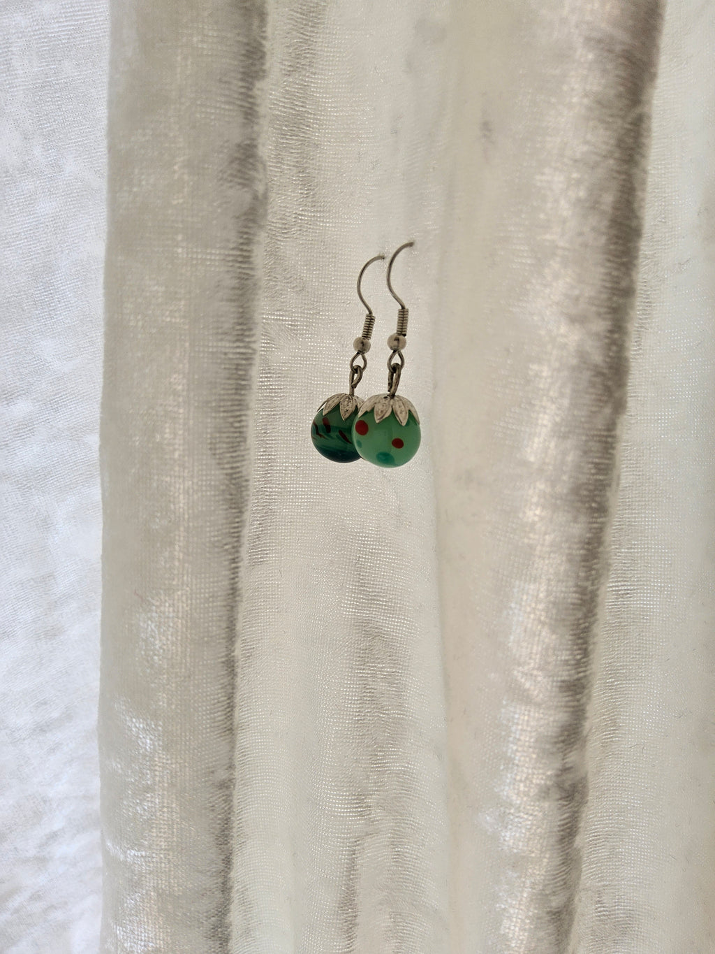Emerald Green Handmade Glass Earrings