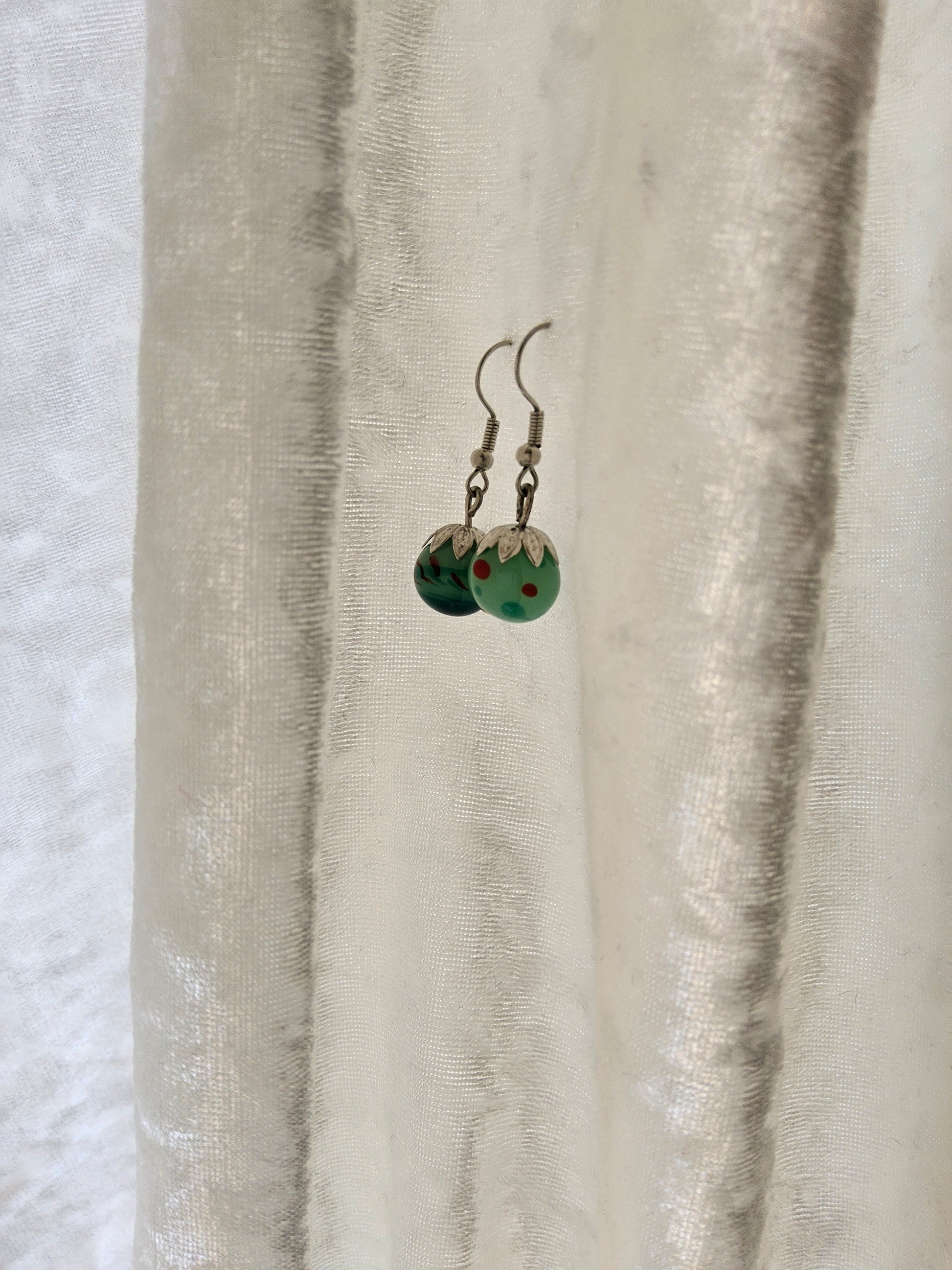 Emerald Green Handmade Glass Earrings