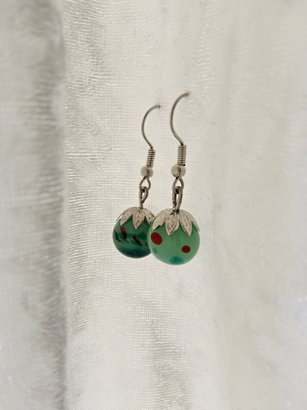 Emerald Green Handmade Glass Earrings